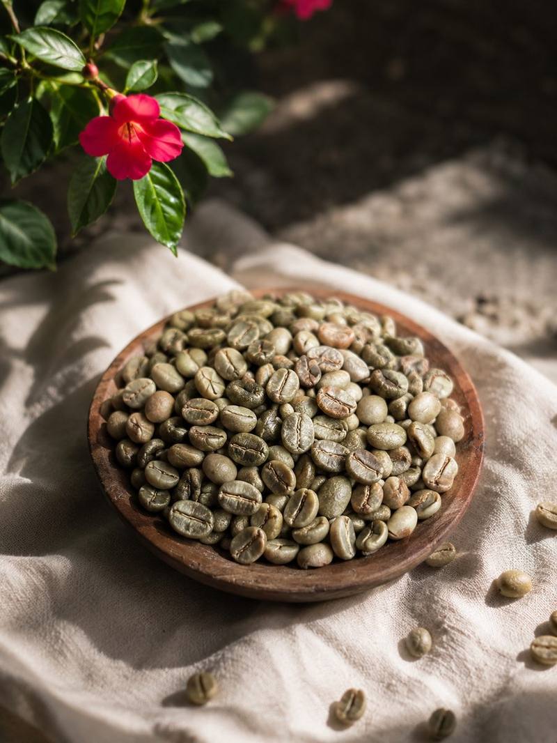 Green Robusta coffee beans from Wana Lestari, Pupuan, Bali