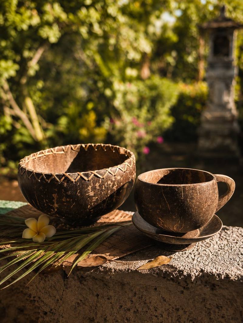Handcrafted bamboo and coconut shell products from Wana Lestari